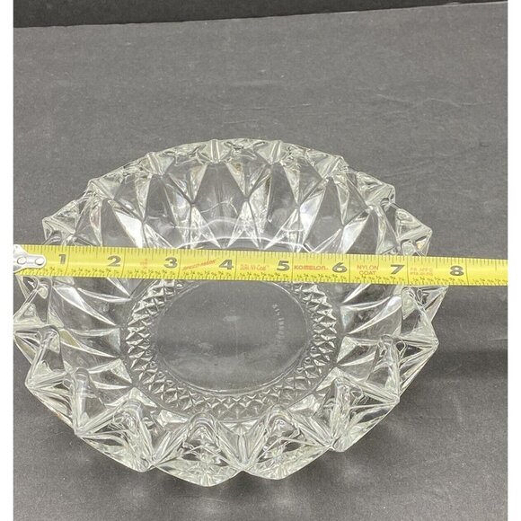 VTG KIG‎ Indonesia Diamond Pressed Glass Clear Round Ashtray Trinket Dish MCM - Picture 9 of 13